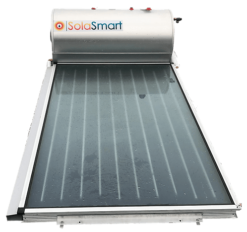 SolaSmart solar water heater with flat-plate collector panel